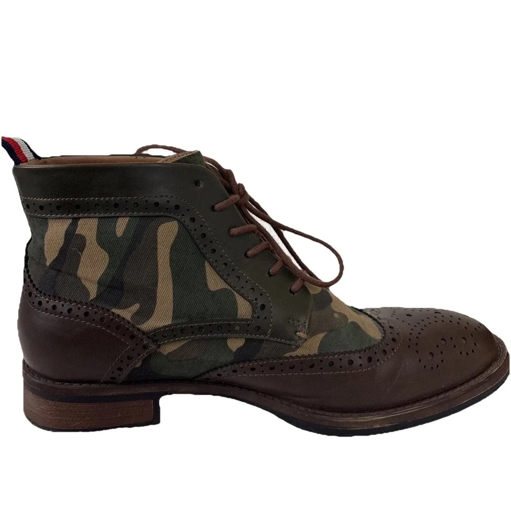 Tommy Hilfiger Mens Wingtip Camo‎ Ankle Boots Ruzman 2 Size 9 Brown